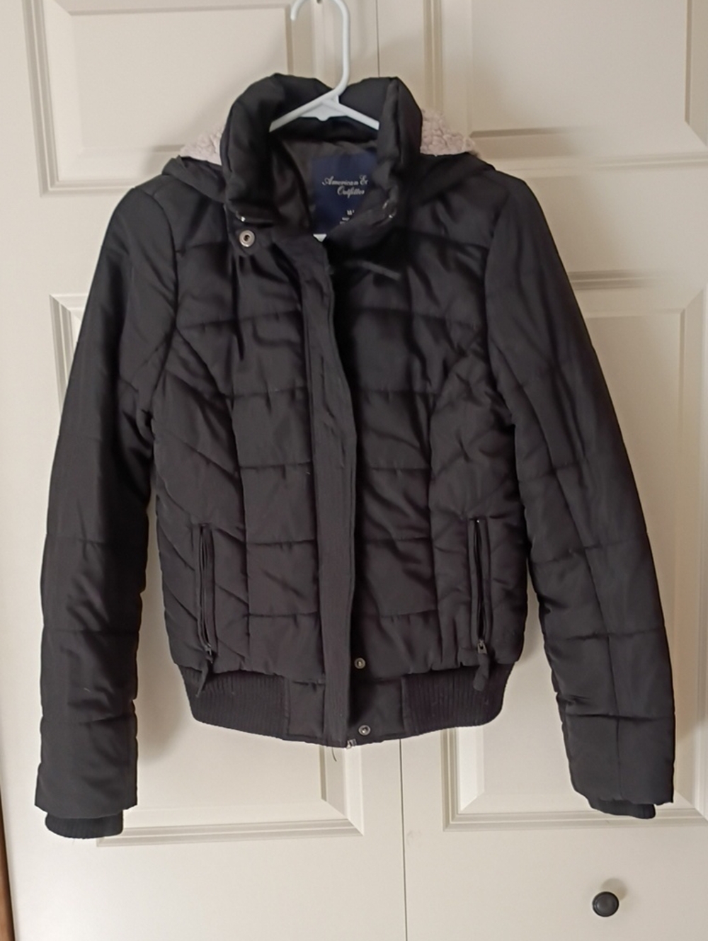 American Eagle Outfitters Black Quilted Bomber Jacket